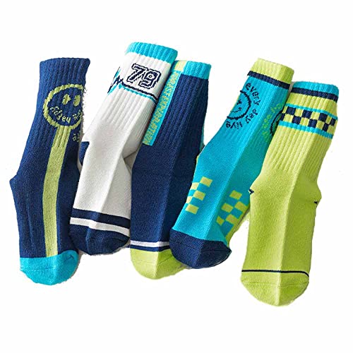 Pawleso Kinder Socken Jungen 5er Pack Weiche Baumwolle Kindersocken Atmungsaktiv Anti Transpiration, Größe 24-27 von Pawleso