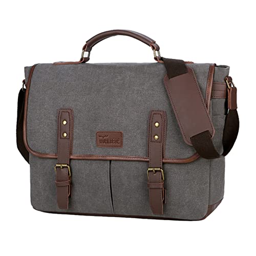 Pawleso Umhängetasche Herren Groß, Aktentasche Herren Business, 15Zoll Bürotasche Laptoptasche, Canvas Businesstasche Herren, Messenger Bag für Reisen, Bewegung, Fitness von Pawleso