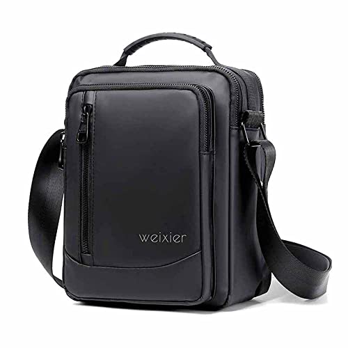 Pawleso Umhängetasche für Männer, Herrentasche, 24,5cm Schultertaschen, Wasserdichte Tasche aus Leder, Lässige Tasche, Kleine Mittel Businesstasche Pendlertasche für Arbeit Schule Reise von Pawleso