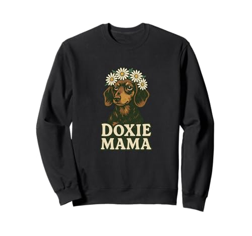 Doxie Mama Dackel mit Gänseblümchen Krone Niedliche Hundekunst Sweatshirt von Pawprint Meadow Design