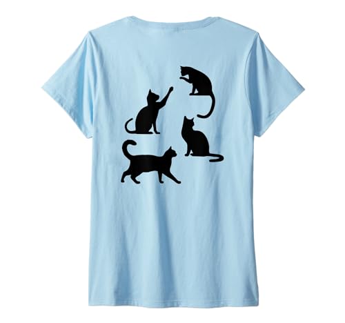 Damen Aufdruck auf der Rückseite von Paws Purr Cat Mom Cat Dad Kitten Meow Cat Boy T-Shirt mit V-Ausschnitt Damen Aufdruck auf der Rückseite von Paws Purr Cat Mom Cat Dad Kitten Meow Cat Boy T-Shirt mit V-Ausschnitt von Paws Bro Paws Dude Gen Zer Alpha Teen High School