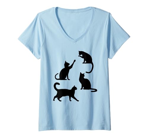 Damen Paws Purr Cat Mama Katze Papa Kätzchen Meow Katze Junge Katze Mädchen T-Shirt mit V-Ausschnitt von Paws Bro Paws Dude Gen Zer Alpha Teen High School