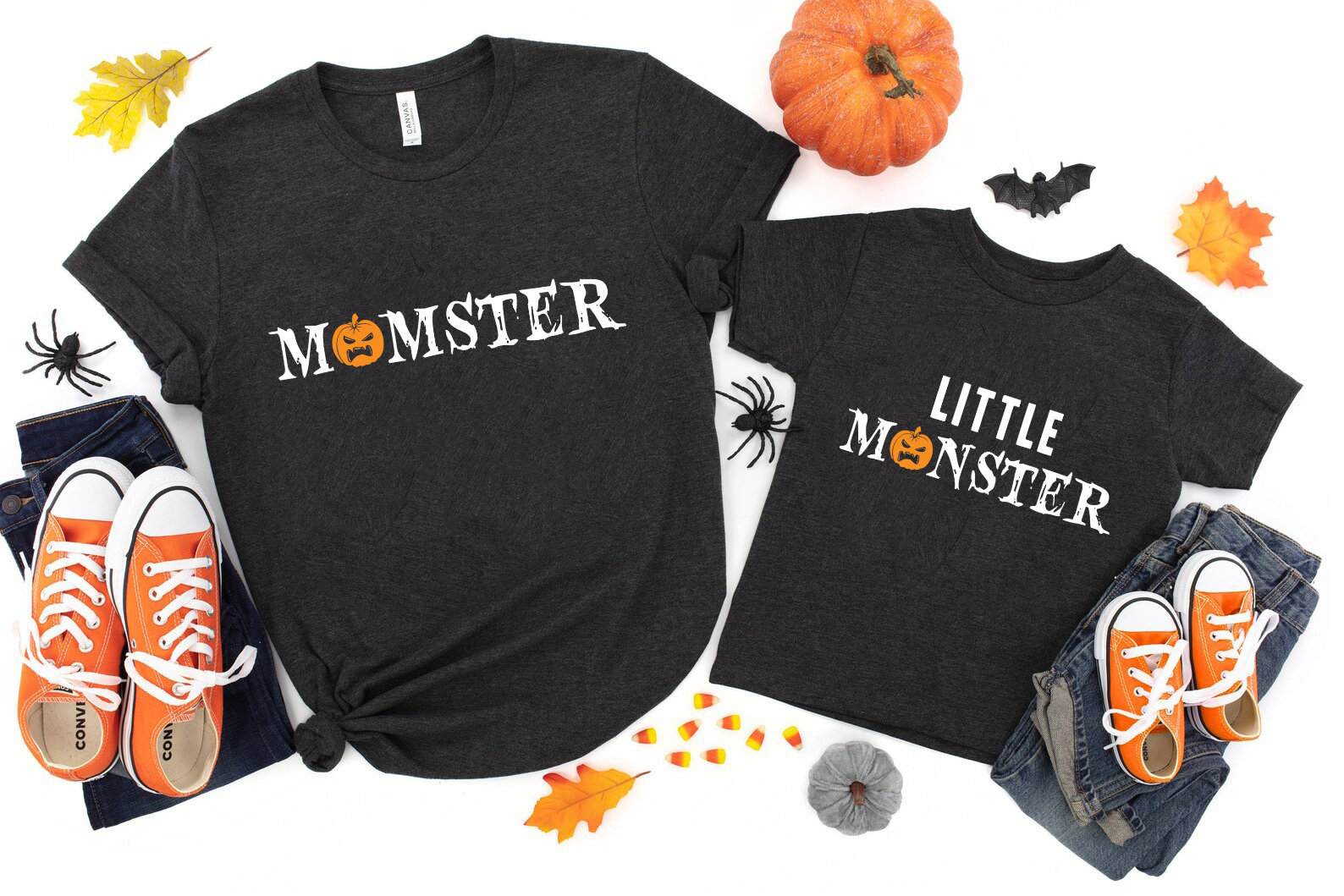 Passendes Mama Und Kinder Halloween Shirt Sweatshirt Hoodie, Ich T-Shirt, Momster Kleines Monster Mutter Sohn Ep631 von Pawsbay