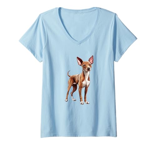Damen Einzigartiger Italienischer Windhund Kunstdruck T-Shirt mit V-Ausschnitt Damen Einzigartiger Italienischer Windhund Kunstdruck T-Shirt mit V-Ausschnitt von Pawsitively Pooches
