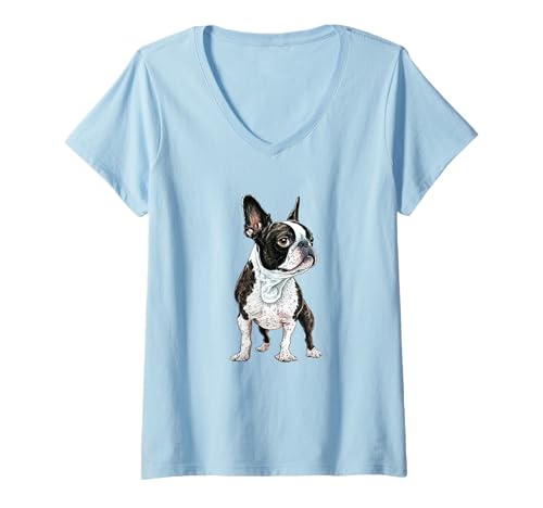 Damen Stilvolles Design mit Einer französischen Bulldogge T-Shirt mit V-Ausschnitt Damen Stilvolles Design mit Einer französischen Bulldogge T-Shirt mit V-Ausschnitt von Pawsome Creations