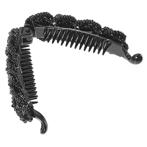 Bananen-Haarspange für Damen, Perlen-Design, modischer schwarzer Pferdeschwanz-Halter für langes Haarstyling, perfekt für den täglichen Gebrauch von PawwJoy