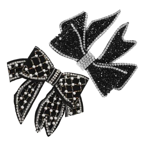 Haarspangen mit Strass-Schleife für Damen, elegante schwarze Stoff-Haarspangen, stilvolles Accessoire für Partys und besondere Anlässe, 2 Stück von PawwJoy