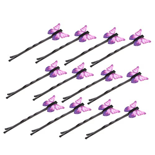 Schmetterlings-Haarspangen, niedlich, lila, Zinklegierung, Zubehör für Damen, perfekt für Hochzeiten, Cosplay und den täglichen Gebrauch, 12 Stück von PawwJoy