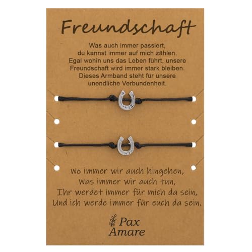 Pax Amare Freundschaftsarmbänder für 2 mit Hufeisen Silber - BFF Armband für Mädchen & Damen von Pax Amare