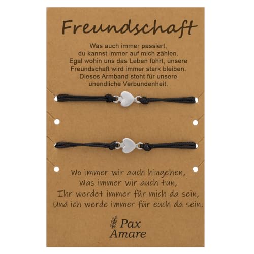Pax Amare Freundschaftsarmbänder für 2 mit Kleine Herzen Silber - BFF Armband für Mädchen & Damen von Pax Amare
