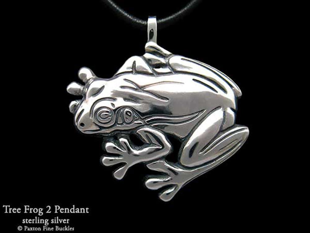 Baum Frosch 2 Anhänger Halskette Sterling Silber von PaxtonJewelry
