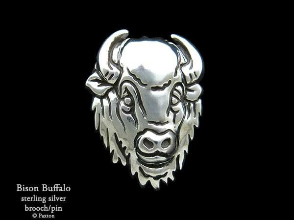 Bison Buffalo Brosche Anstecknadel Sterling Silber von PaxtonJewelry