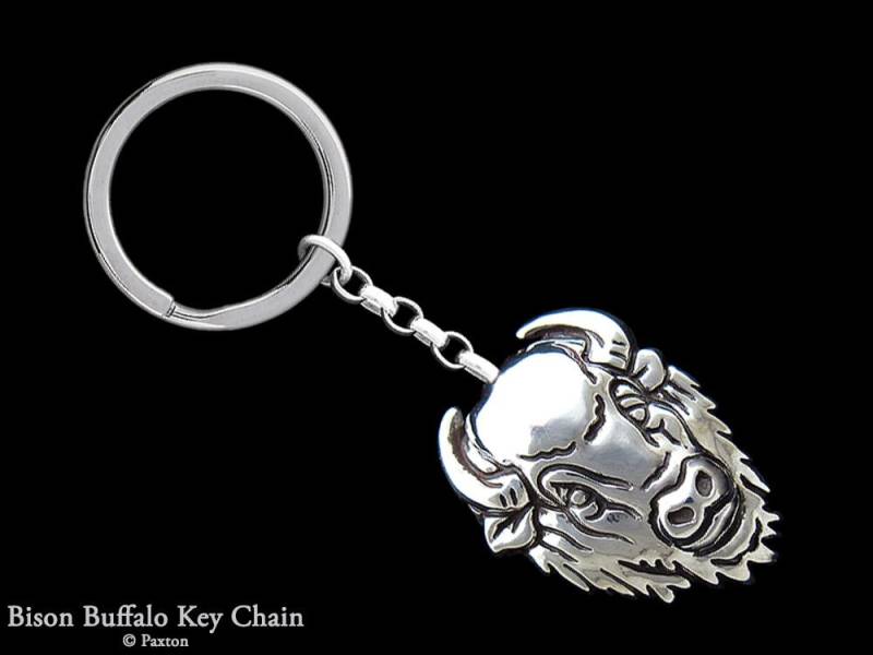 Büffelkopf Bisonkopf Keychain/Schlüsselring Sterlingsilber von PaxtonJewelry