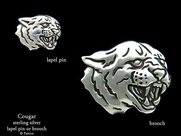 Cougar Anstecknadel Oder Brosche Sterling Silber Puma Berglöwe von PaxtonJewelry