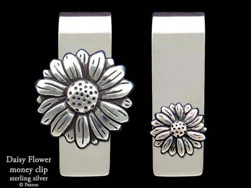 Daisy Flower Geldspange Sterling Silber von PaxtonJewelry