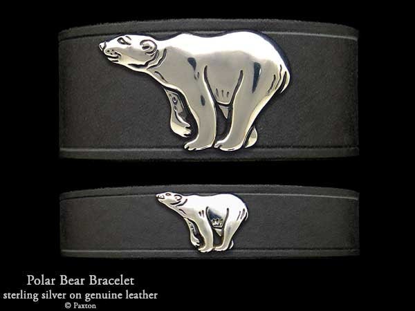 Eisbär-Lederarmband Eisbär Aus Sterlingsilber Auf Lederarmband von PaxtonJewelry