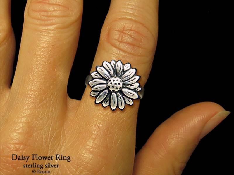 Gänseblümchen Blume Ring Sterling Silber von PaxtonJewelry