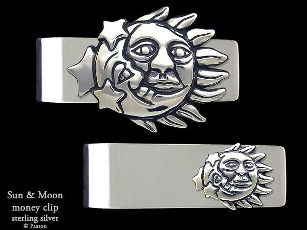 Geldscheinklammer Sonne Mond Sterling Silber von PaxtonJewelry