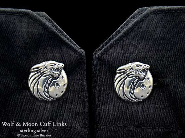 Heulender Wolf Mit Mond Manschettenknöpfe Sterling Silber von PaxtonJewelry