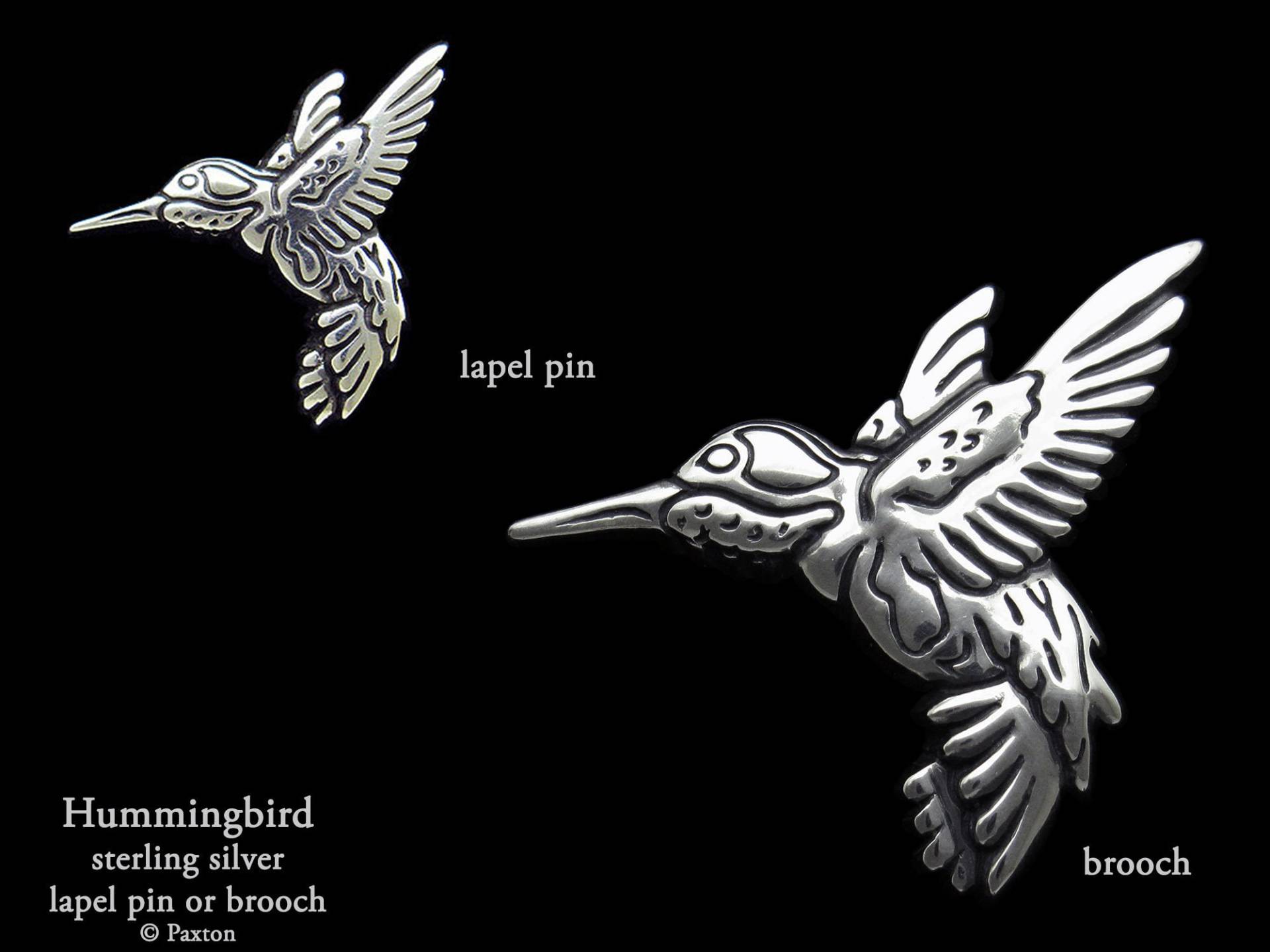 Kolibri Anstecknadel Brosche Sterling Silber Pin, Vogel Pin von PaxtonJewelry