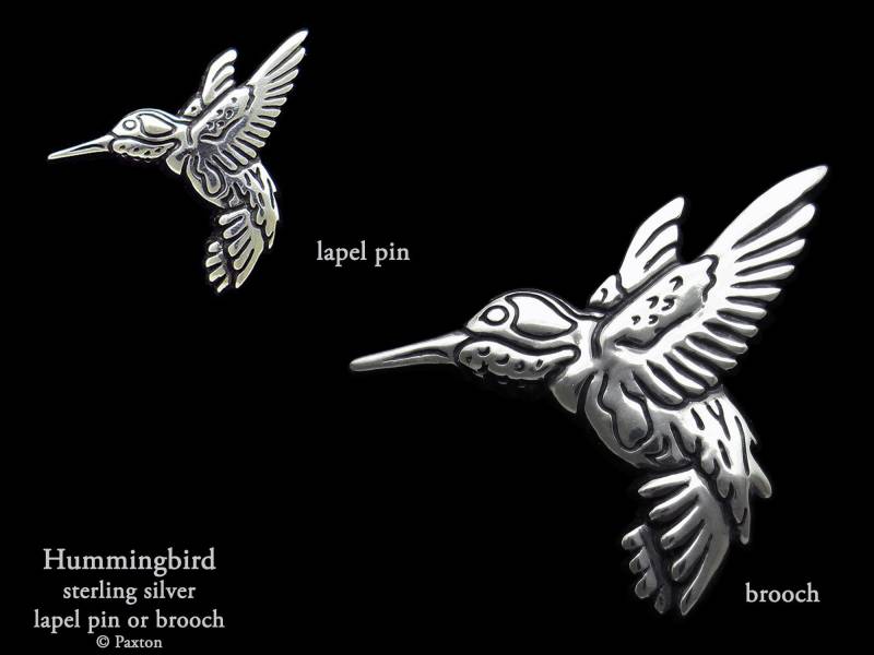 Kolibri Anstecknadel Brosche Sterling Silber Pin, Vogel Pin von PaxtonJewelry