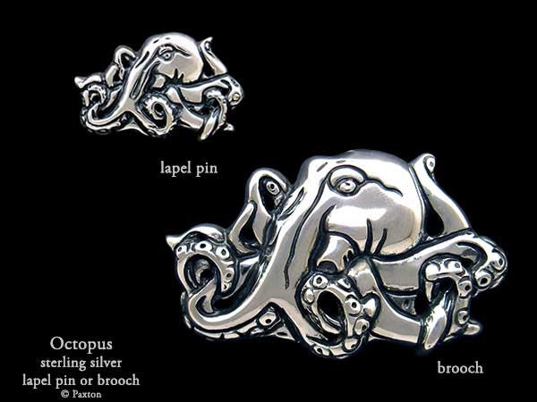 Kraken Anstecknadel Oder Brosche Sterling Silber von PaxtonJewelry
