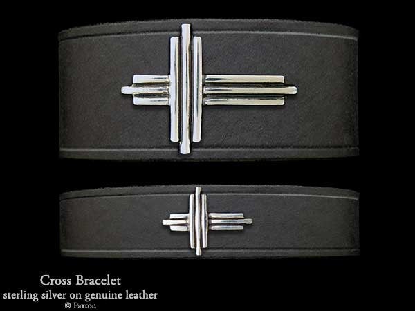Kreuz Lederarmband Sterling Silber Auf von PaxtonJewelry