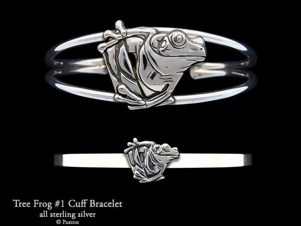 Laubfrosch #1 Armband Sterlingsilber Baumfrosch Armreif Handmade von PaxtonJewelry