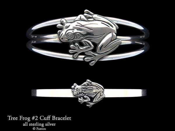 Laubfrosch #2 Armband Sterlingsilber Baumfrosch Manschette Handmade von PaxtonJewelry