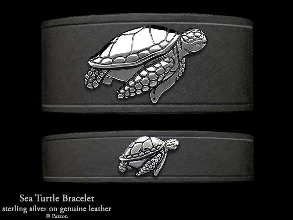 Meeresschildkröte -Lederarmband Sterling Silber Auf Lederarmband Meeresschildkröte -Lederarmband Sterling Silber Auf Lederarmband von PaxtonJewelry