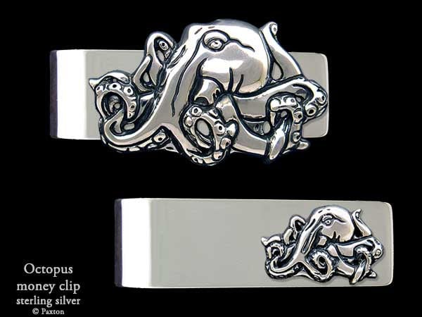 Oktopus Geldscheinklammer Sterling Silber von PaxtonJewelry