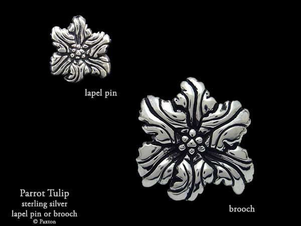 Papageien Tulpe Blume Anstecknadel Oder Blumen Brosche Sterling Silber von PaxtonJewelry
