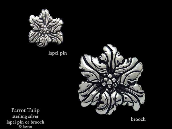 Papageien Tulpe Blume Anstecknadel Oder Blumen Brosche Sterling Silber von PaxtonJewelry