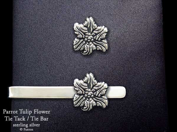 Papageientulpe Blume Krawattenklammer Oder Sterling Silber von PaxtonJewelry