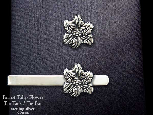 Papageientulpe Blume Krawattenklammer Oder Sterling Silber von PaxtonJewelry