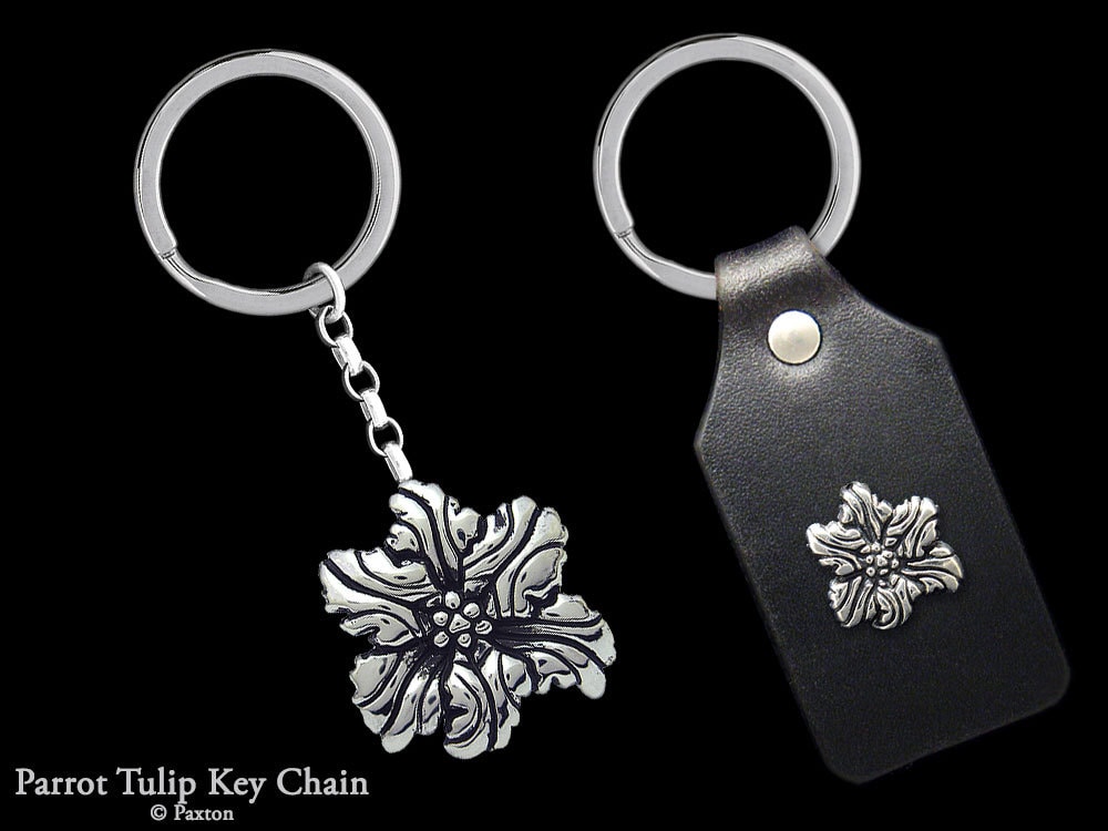 Papageientulpe Blumen Schlüsselanhänger/Aus Echtem Leder von PaxtonJewelry