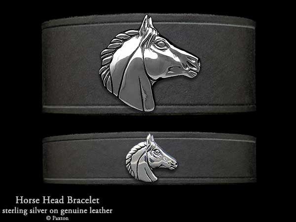 Pferdekopf Lederarmband Sterling Silber von PaxtonJewelry