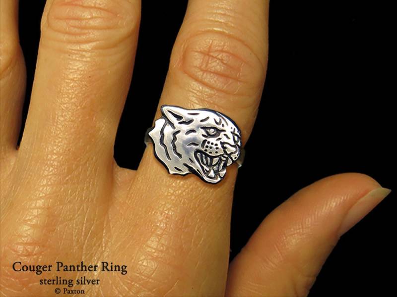 Puma Kopf Ring Sterling Silber Berglöwe Panther von PaxtonJewelry