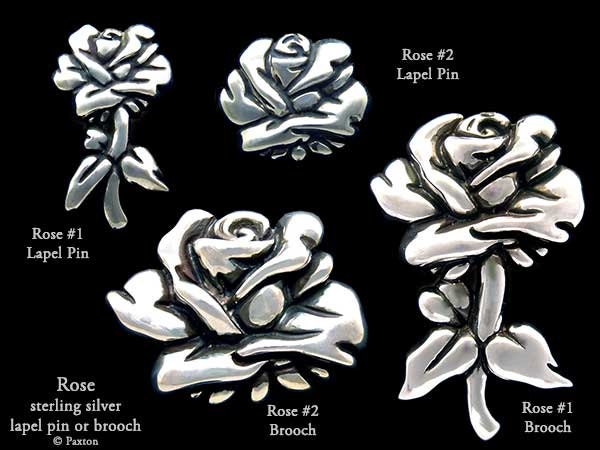 Rose Anstecknadel Oder Brosche Sterling Silber Blume von PaxtonJewelry