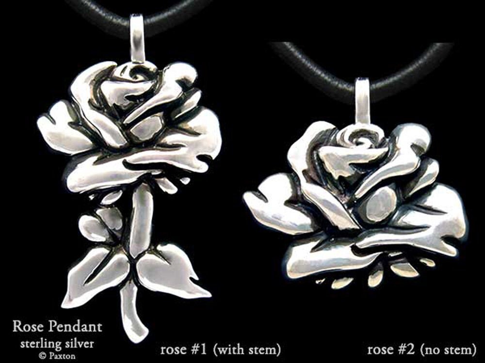 Rose Blume Anhänger Halskette Sterling Silber Rose Blume Anhänger Halskette Sterling Silber von PaxtonJewelry