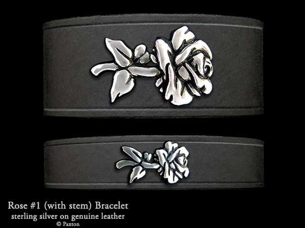 Rose Blume Lederarmband Sterling Silber Auf von PaxtonJewelry