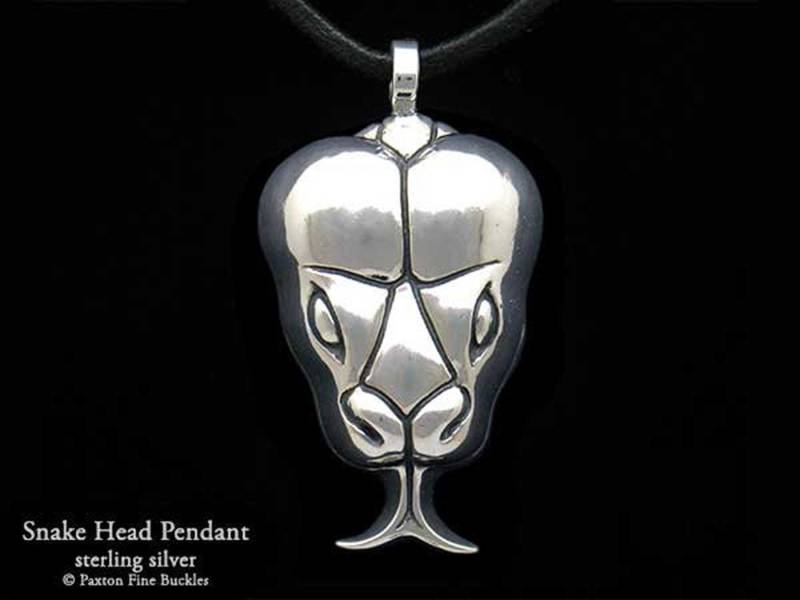 Schlangenkopf Anhänger Halskette Sterling Silber von PaxtonJewelry