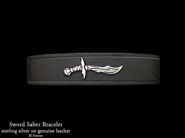 Schwert Lederarmband Sterling Silber Säbel Am von PaxtonJewelry