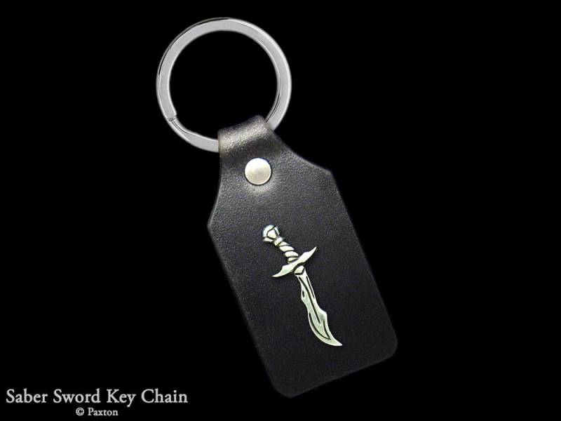 Schwert Schlüsselanhänger/Schlüsselring Aus Sterling Silber Fantasy Säbel An Echtleder von PaxtonJewelry
