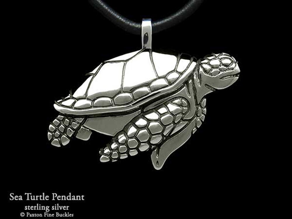 Sea Schildkröte Anhänger Halskette Sterling Silber von PaxtonJewelry