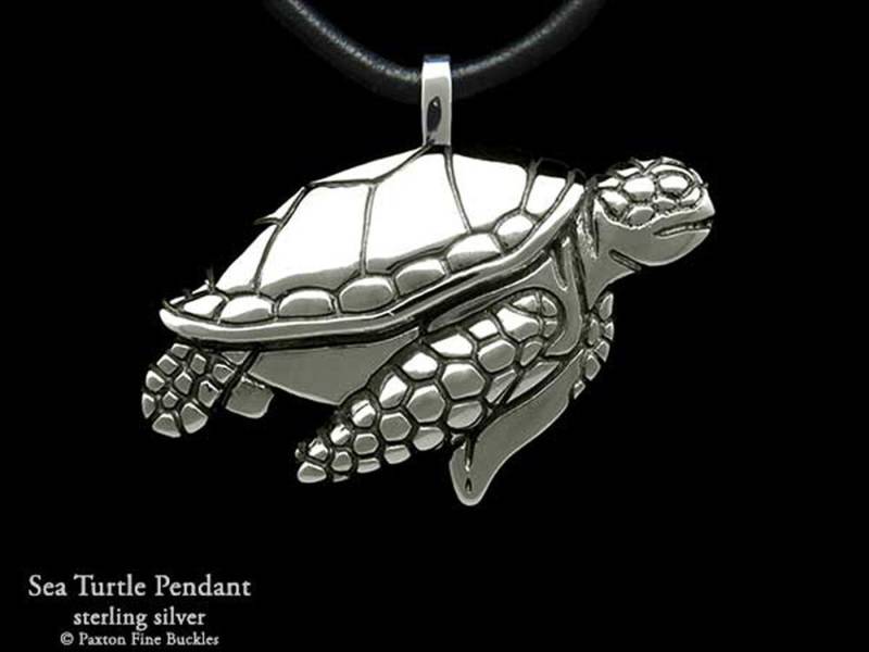 Sea Schildkröte Anhänger Halskette Sterling Silber von PaxtonJewelry
