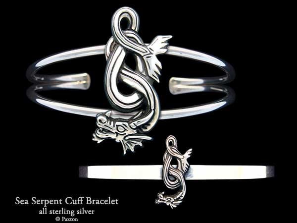Seeschlange Armband Sterling Silber Wasserdrache Manschette Handgemacht von PaxtonJewelry