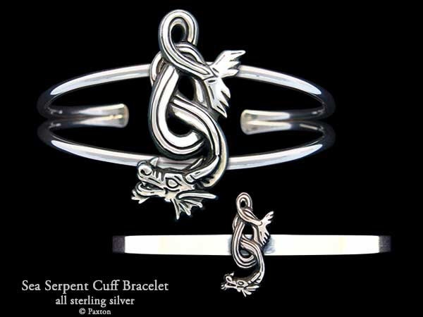 Seeschlange Armband Sterling Silber Wasserdrache Manschette Handgemacht von PaxtonJewelry