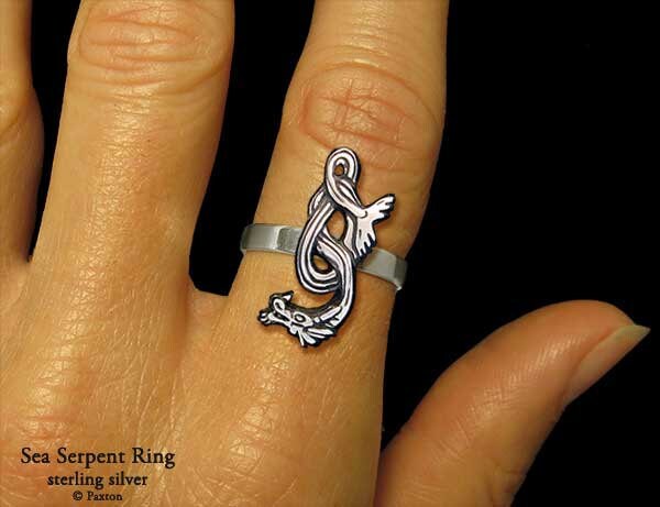 Seeschlange Ring Sterling Silber Wasser-Drache-Ring von PaxtonJewelry