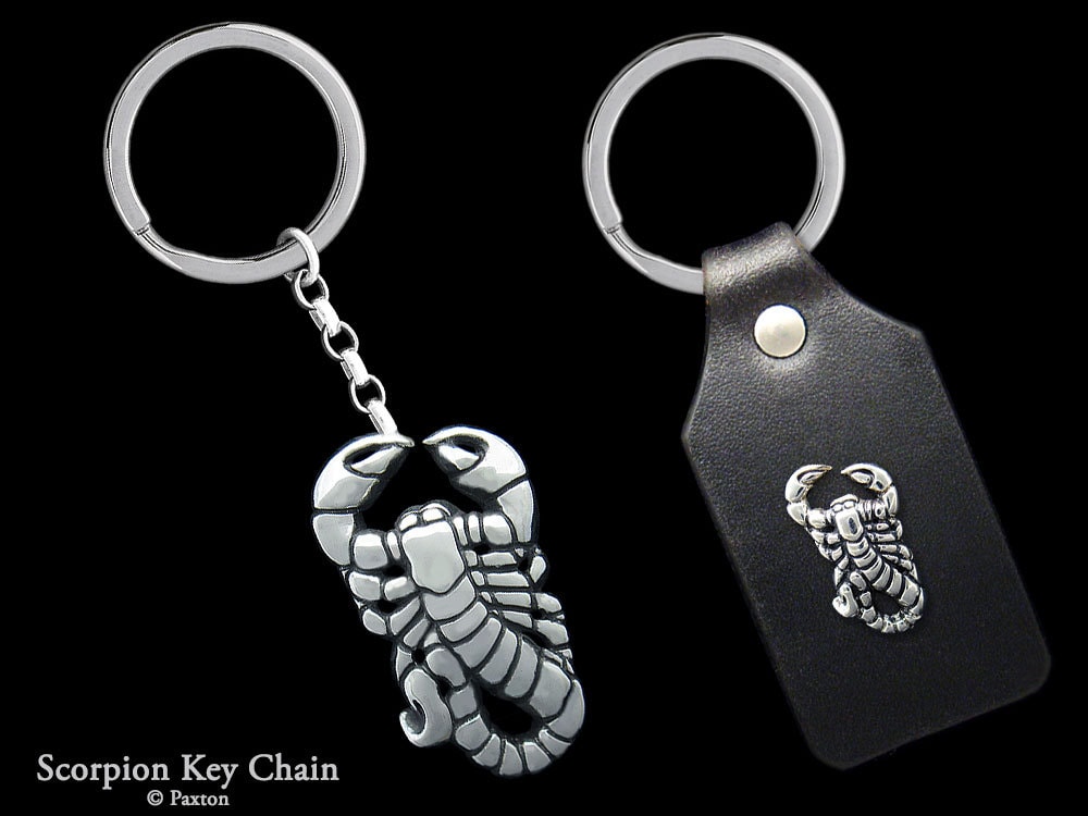 Skorpion Schlüsselanhänger/Keyring Alle Sterling Silber Oder Auf Echtleder von PaxtonJewelry